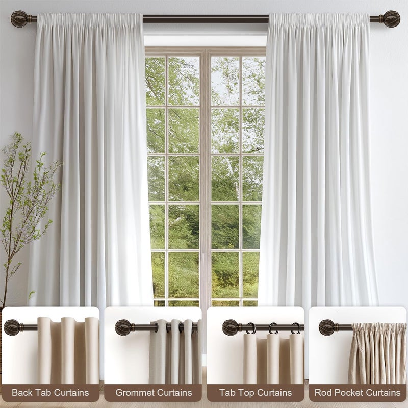 Lootkell Bronze Curtain Rods for Windows 48 to 84 Inches Adjustable Length Heavy Duty 7/8" Diameter Brown Window Curtain Rod with Decorative Finials for Outdoor Farmhouse Bedroom Kitchen Living Room - Image 4